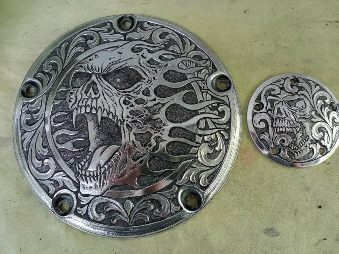Hand Engraved Harley Davidson Derby Cover Custom Hand Etsy