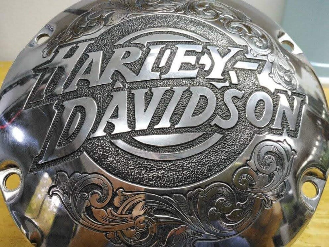 Hand Engraved Harley Davidson Derby Cover Custom Hand Etsy