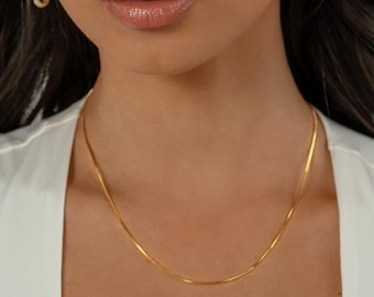 Shiny Gold Filled Box Chain - Dainty Gold Filled Box Chain - Minimal Layering Necklace Slim Chain - Women Gift - Anniversary Birthday Gift