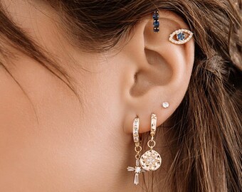 Sapphire Blue Crystal Ear Cuffs – 14kt Gold Filled, No Piercing