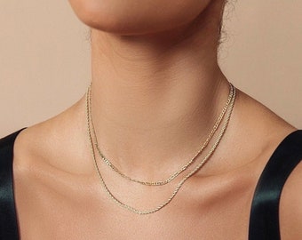 Stunning Slim Gold Rope Chain - Dainty Gold Filled Rope Chain - Vintage Style Minimal Layering Chain - Women Gift - Birthday Anniversary