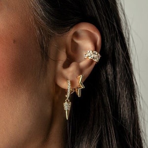 Bijou d'oreille en cristal avec strass rose ou transparent - Superbes manchettes fourrées d'or scintillant - Sans bijoux piercing - Cadeau pour femme fille - Anniversaire