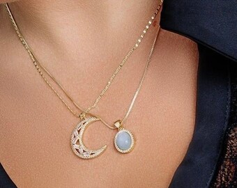 Gold Filled Blue Agate Pendant Necklace – September Birthstone