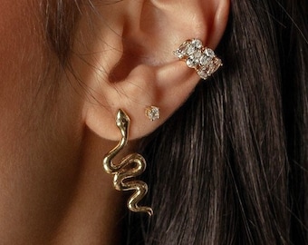 Minimalist Gold Filled Snake Earrings – Serpent Dangle Earrings