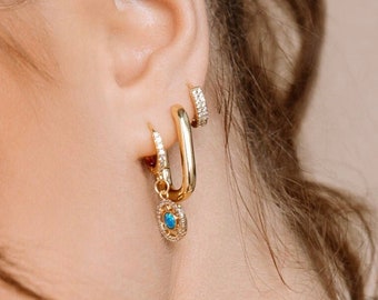 Sleek U Shaped Gold Filled Hoops - Minimal Gold U Link Huggie Hoop Earrings - Women Girls - Birthday Anniversary Graduation Friendship Gift