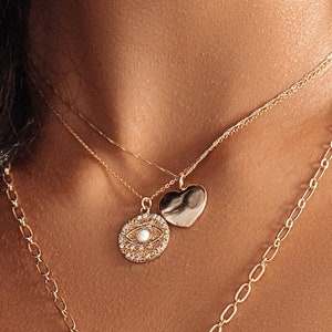 Rustic Gold Opal Evil Eye Protection Necklace - Stunning Amulet Gold Pendant Necklace - 14kt Gold Filled - Gift for Her - Gift for Women