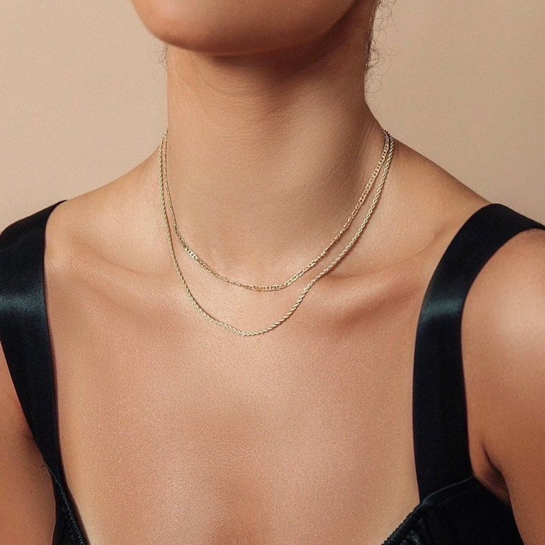 Stunning Slim Gold Rope Chain Dainty Gold Filled Rope Chain Vintage Style Minimal Layering Chain Women Gift Birthday Anniversary image 1