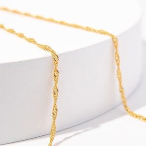 Singapore Twist Layering Chain 24kt Gold Filled Twist Necklace Minimalist Everyday Gold Chain Women Gift Anniversary Birthday Gift image 8