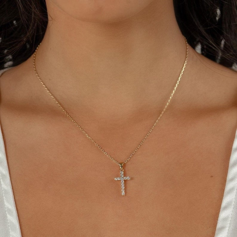 mini cross necklace gold