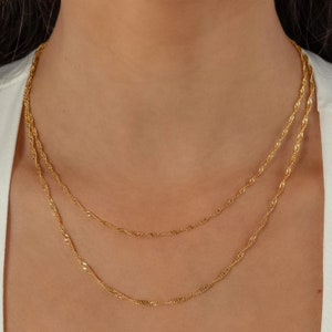 Singapore Twist Layering Chain 24kt Gold Filled Twist Necklace Minimalist Everyday Gold Chain Women Gift Anniversary Birthday Gift image 3