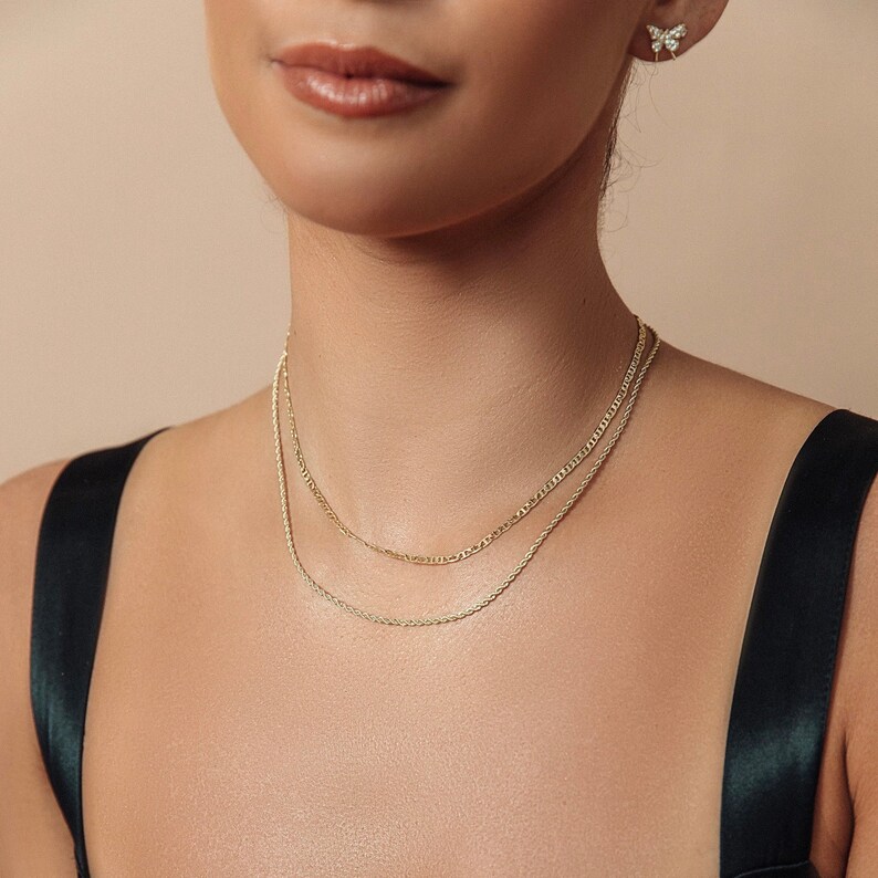 Stunning Slim Gold Rope Chain Dainty Gold Filled Rope Chain Vintage Style Minimal Layering Chain Women Gift Birthday Anniversary image 2
