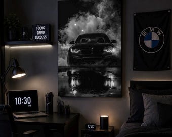 BMW Wall Art Canvas, BMW Sports Car Poster, Luxury Car Wall Decor, BMW Car Canvas Print, Man Cave Garage Artwork, Car Lover Gift