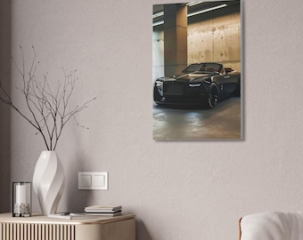 Black Convertible Car Canvas, Modern Automotive Wall Art