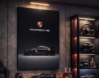 Porsche 911 Wall Art Canvas, Sports Car Poster, Supercar Wall Decor, Car Lover Gift, Man Cave Decor, Modern Automotive Art, Luxury Car Print