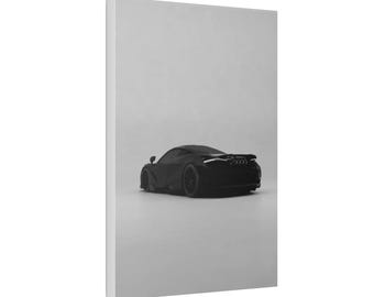 Black Sports Car Canvas | Minimalist Automotive Wall Art