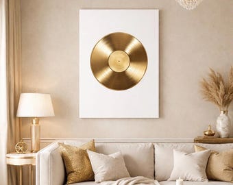 Goldene Schallplatte Leinwand Wandkunst, Musik Studio Dekor, Vinyl-Platten Poster, Rap Musik Wanddekor, Gold Album Cover Art, Hip Hop Raumdekor