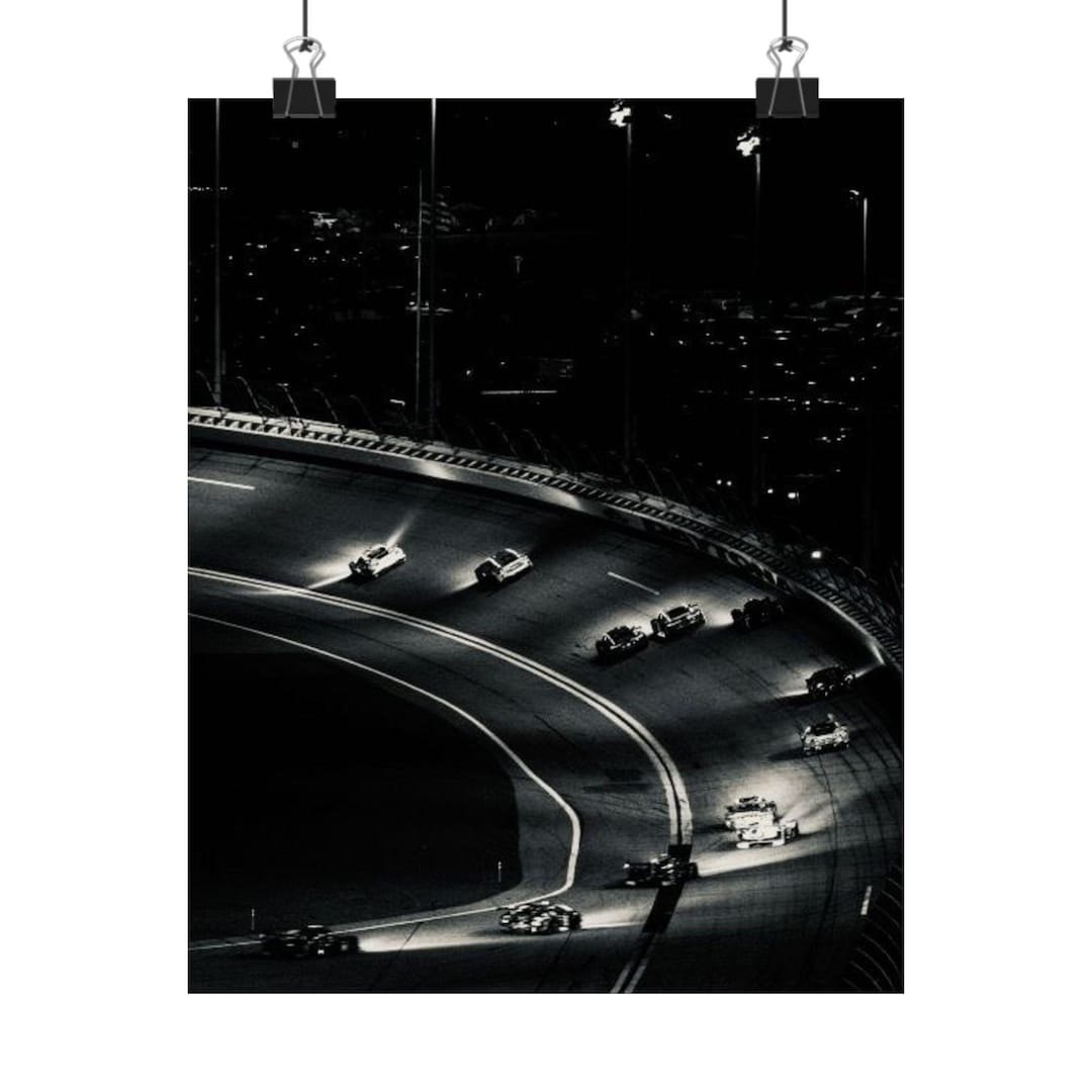 Midnight Racing Poster Nighttime Race Track Matte Vertical Poster | Vintage Indycar Speedway ...