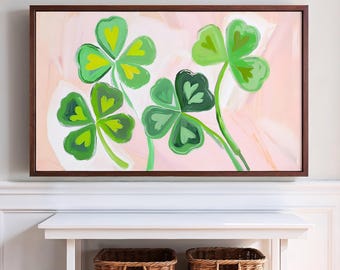 St. Patrick's Day Samsung Frame TV Art, Irish Clovers Wall Art, St. Paddy's Day Digital Art, TV Frame Floral Art