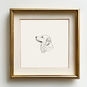 Boceto de golden retriever, silueta minimalista de perro, perro vintage de granja, decoración de animales de casa de campo