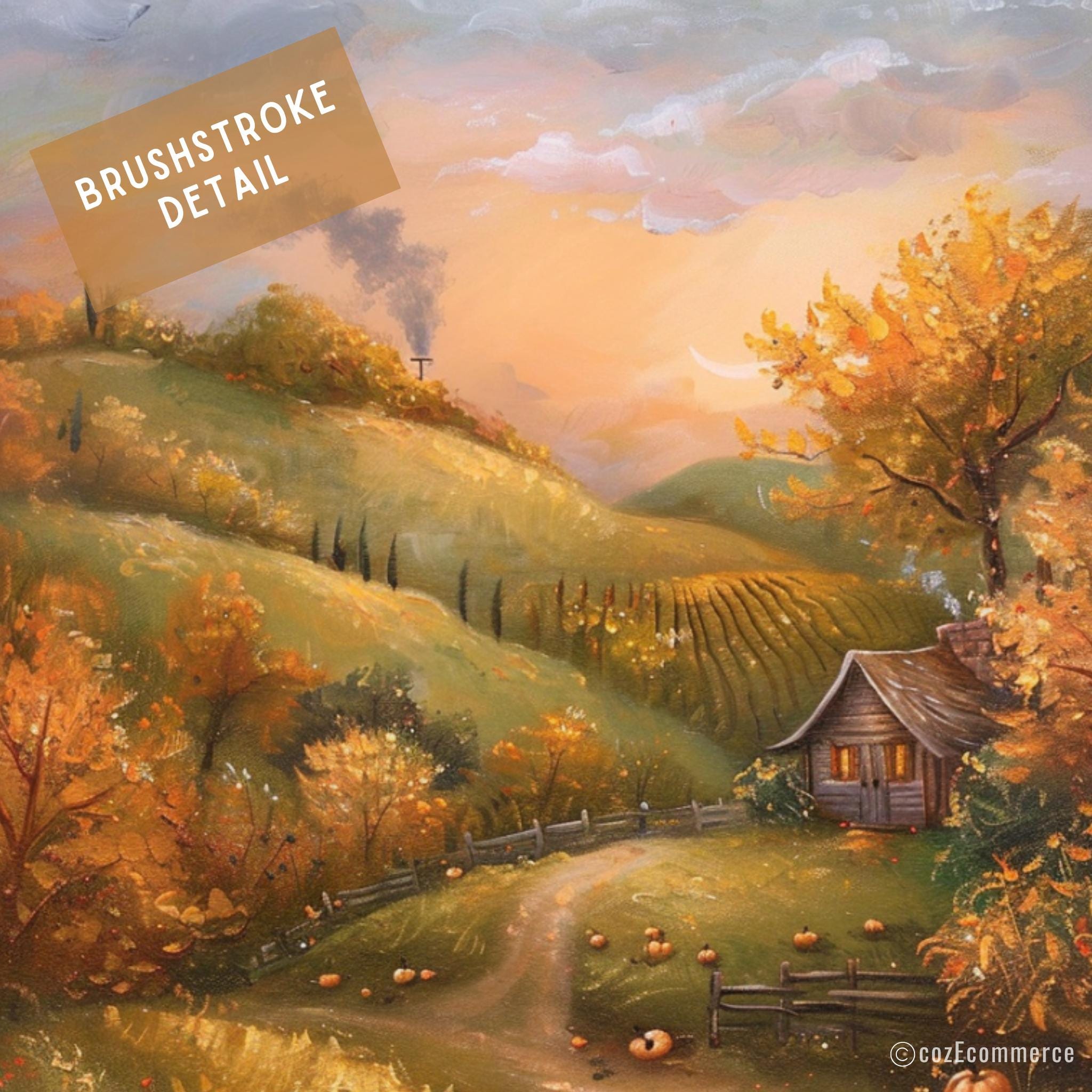 Rustic Fall Farm Printable Art , Vintage Barn Landscape, Cozy Autumn ...