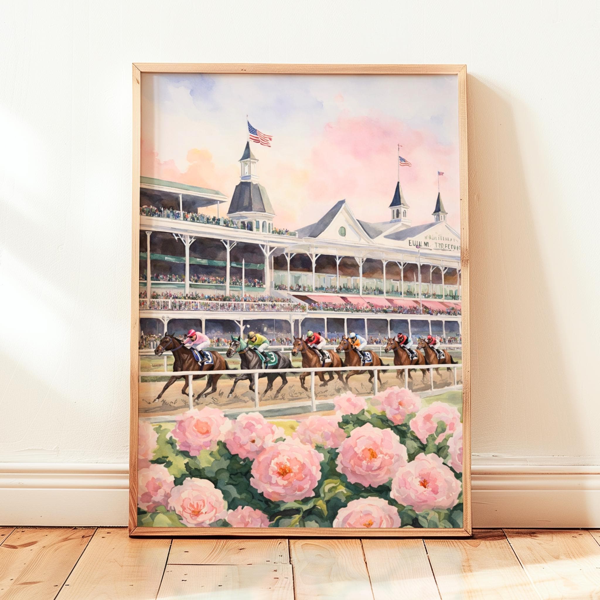 Set di 4 sottobicchieri con cavalli e scritta Horse Racing (lingua italiana non garantita
