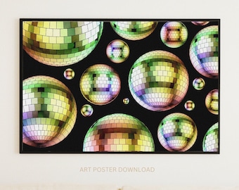 Frame TV Art File, colourful Disco Ball Trendy wall art, Birthday Dance Party home wall Decor, Samsung Frame TV instant download
