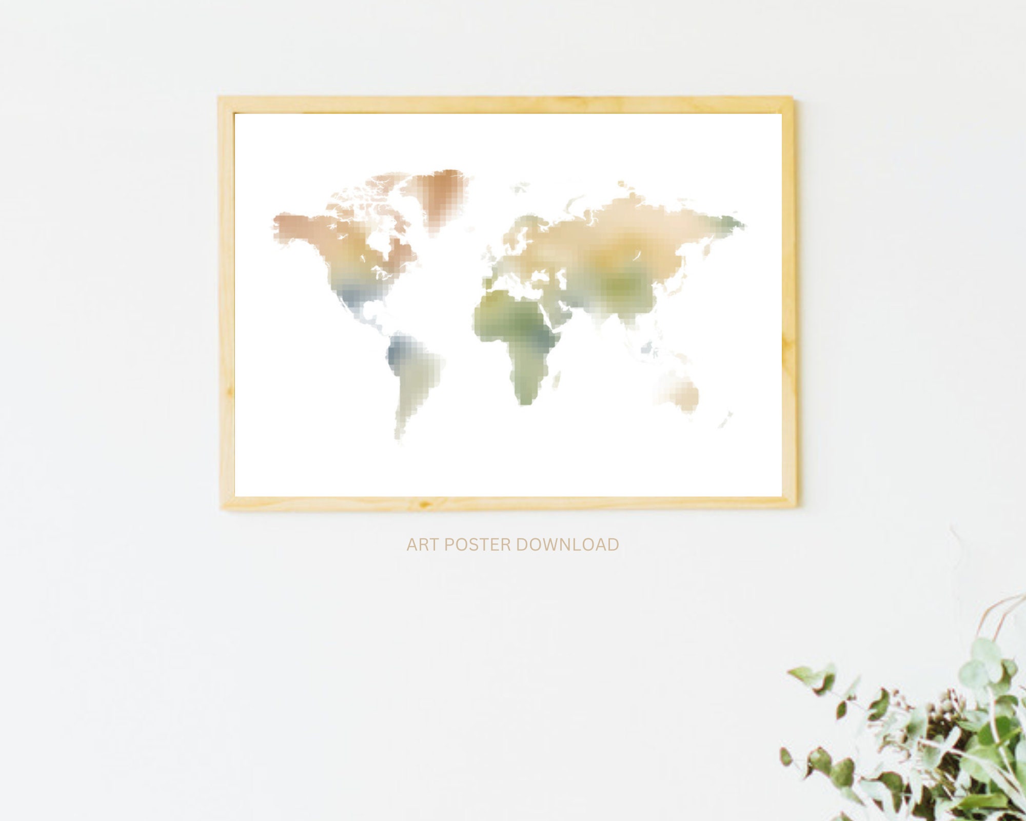 Etsy Color Map Downloadable Large Wall Map, Digital Print World Map, Pastel Colors ...