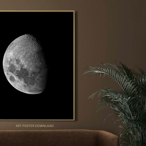 Moon Poster Wall Art, Moon Print, Black and White Moon, Astronomy Print ...