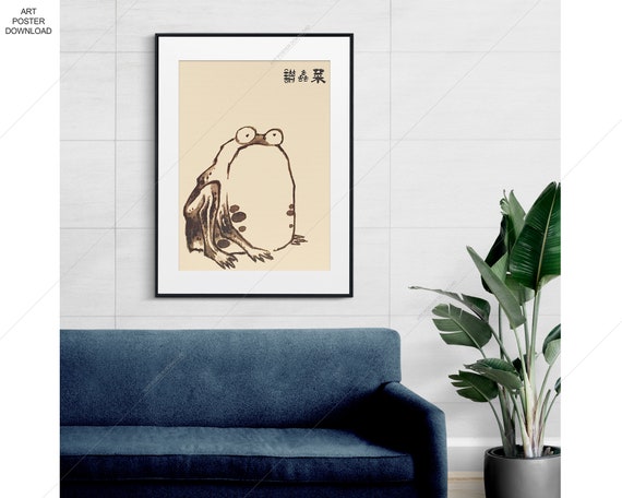 Japanese Frog Art Print, Ito Jakuchu Frog Printable, Sad Frog