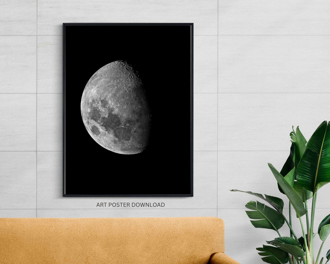 Moon Poster Wall Art, Moon Print, Black and White Moon, Astronomy Print ...
