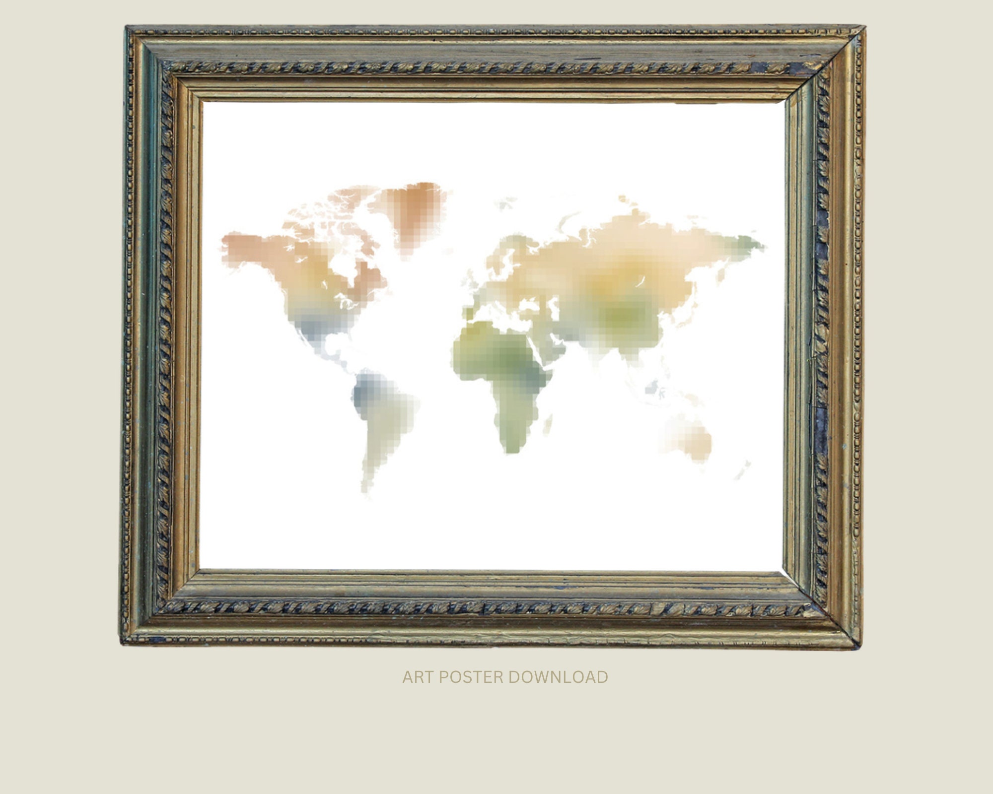 Etsy Color Map Downloadable Large Wall Map, Digital Print World Map, Pastel Colors ...
