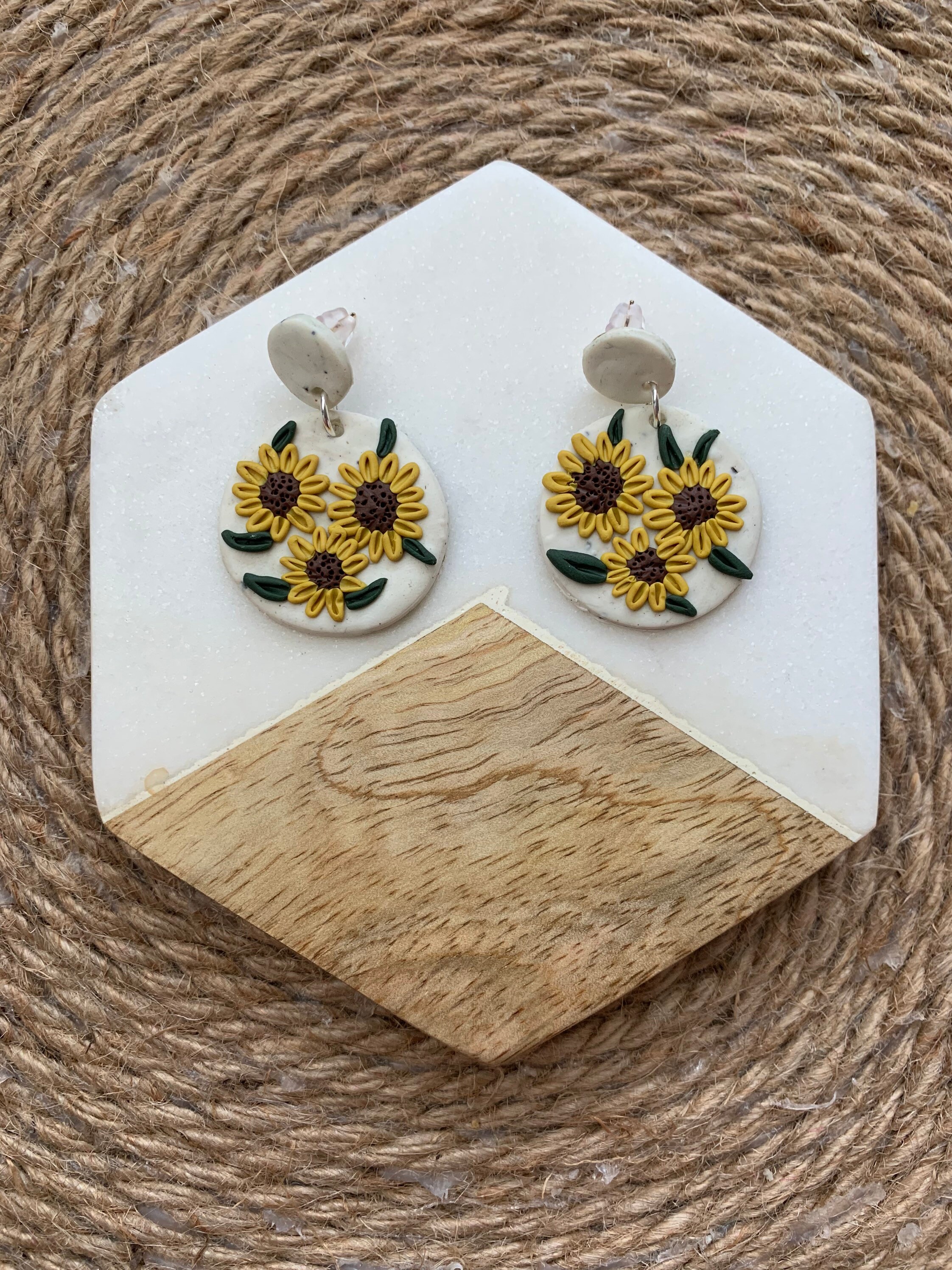 Sunflower Polymer Clay Earrings jewelry sunflowers gifts Etsy