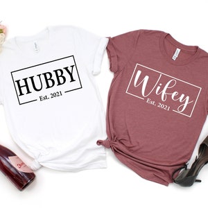 Hubby Wifey Shirts, Honeymoon Shirt, Just Married Shirt, Engagement Shirt, Wedding Shirts, Personalized T Shirt, Husband And Wife Shirts