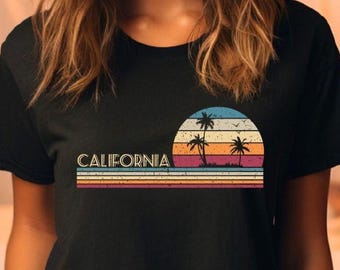 California Shirt, Retro California Tee, California Sunset Tee, Trendy California Gift, Made in California, West Coast Tee, Custom Beach Life