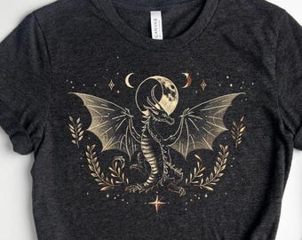 Mystic Fantasy Dragon Shirt, Floral Dragon Shirt, Boho Dragon Shirt, Abraxos Flower Shirt,Fantasy Dragon Shirt,Dragon Rider Tee