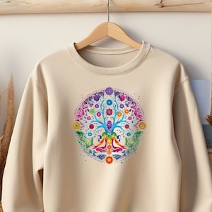 Chakra Sweatshirt, Yoga Sweatshirts, Yoga Clothes, Meditation Hoodie, Flower Of Life Hoodies, Lotus Sweat, Namaste, Zen Tee, Spiritual