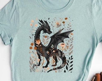 Mystic Fantasy Dragon Shirt, Floral Dragon Shirt, Boho Dragon Shirt, Abraxos Flower Shirt,Fantasy Dragon Shirt,Dragon Rider Tee