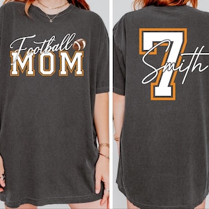 Comfort Colors Football Shirt, Personalized Football Mom Shirt, Football Nana Shirt With Kids Name and Number,Custom Football Mom Shirt