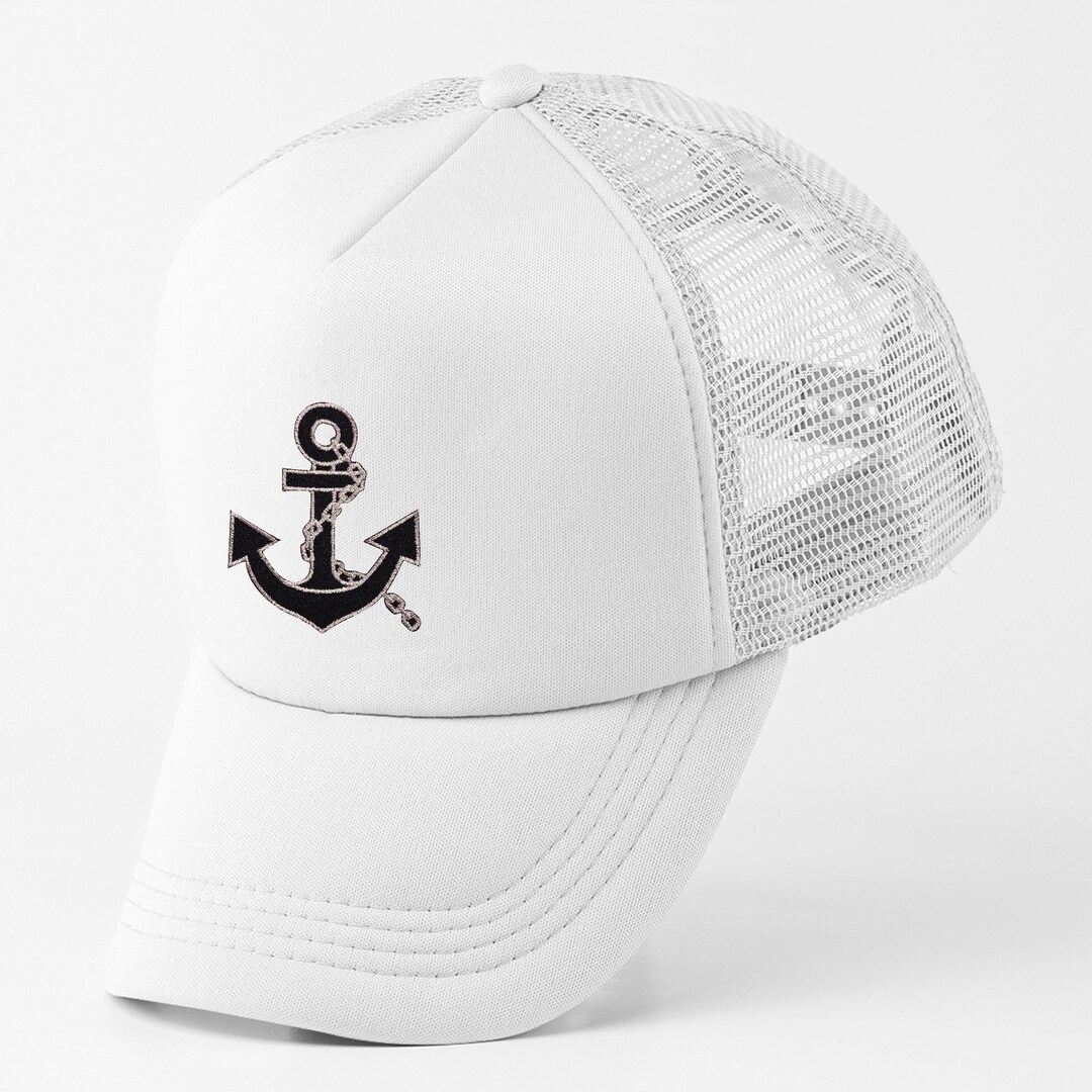 Anchor Embroidered Trucker Cap Summer Essentials Beach Trucker Hat anchor-embroidered-trucker-cap-summer-essentials-beach-trucker-hat