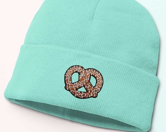 Pretzel Beanie, Embroidered Beanie Hat, Unisex Beanie