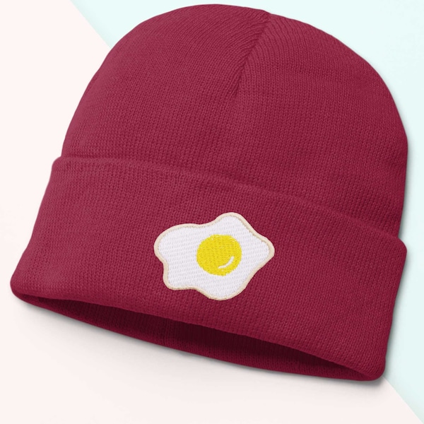 Egg Beanie, Embroidered Beanie Hat, Unisex Beanie