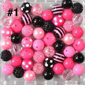 Assorted 20mm Beads: 50pc Pre-Drilled Mix for Pens & Bracelets