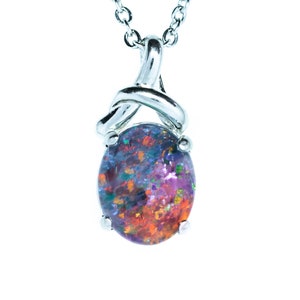 Australian Triplet Opal Necklace: 925 Sterling Silver Gold Plated Pendant