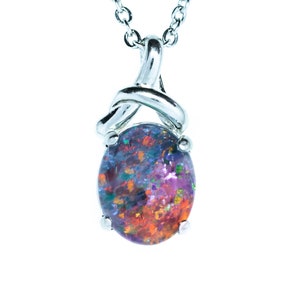 Australia Triplet Opal Necklace Genuine Australian Triplet Opal Necklace Pendant in 925 Sterling Silver Gold Plated Women's Jewelry image 1