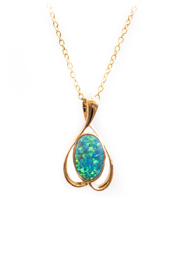 Royal Blue Fire Opal Necklace with Swarovski Crystal Premium Australian  Made Gift by Oz Art Studios
