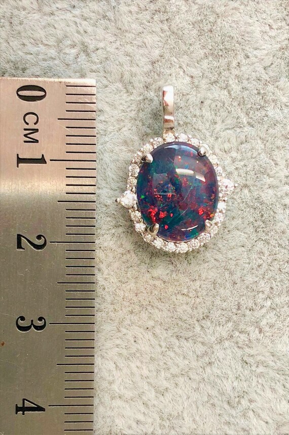 Opal Gallery Genuine Triplet Opal Necklace - 12x10mm Australian Opal, Sterling Silver Plated