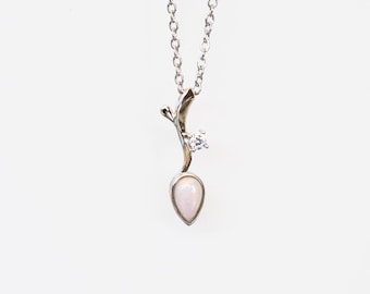 Australian White Opal Necklace: Sterling Silver Pendant, Coober Pedy Opal