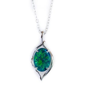 Australian Triplet Opal Necklace: Sterling Silver Pendant Jewelry