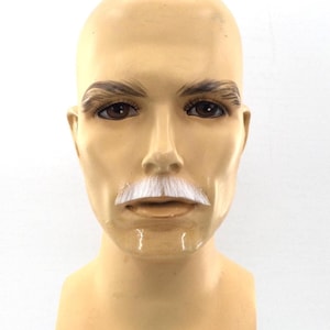 NEW - Premium Quality Theatrical Lace-Back Mustache - Silver White Mustache GM25 1003