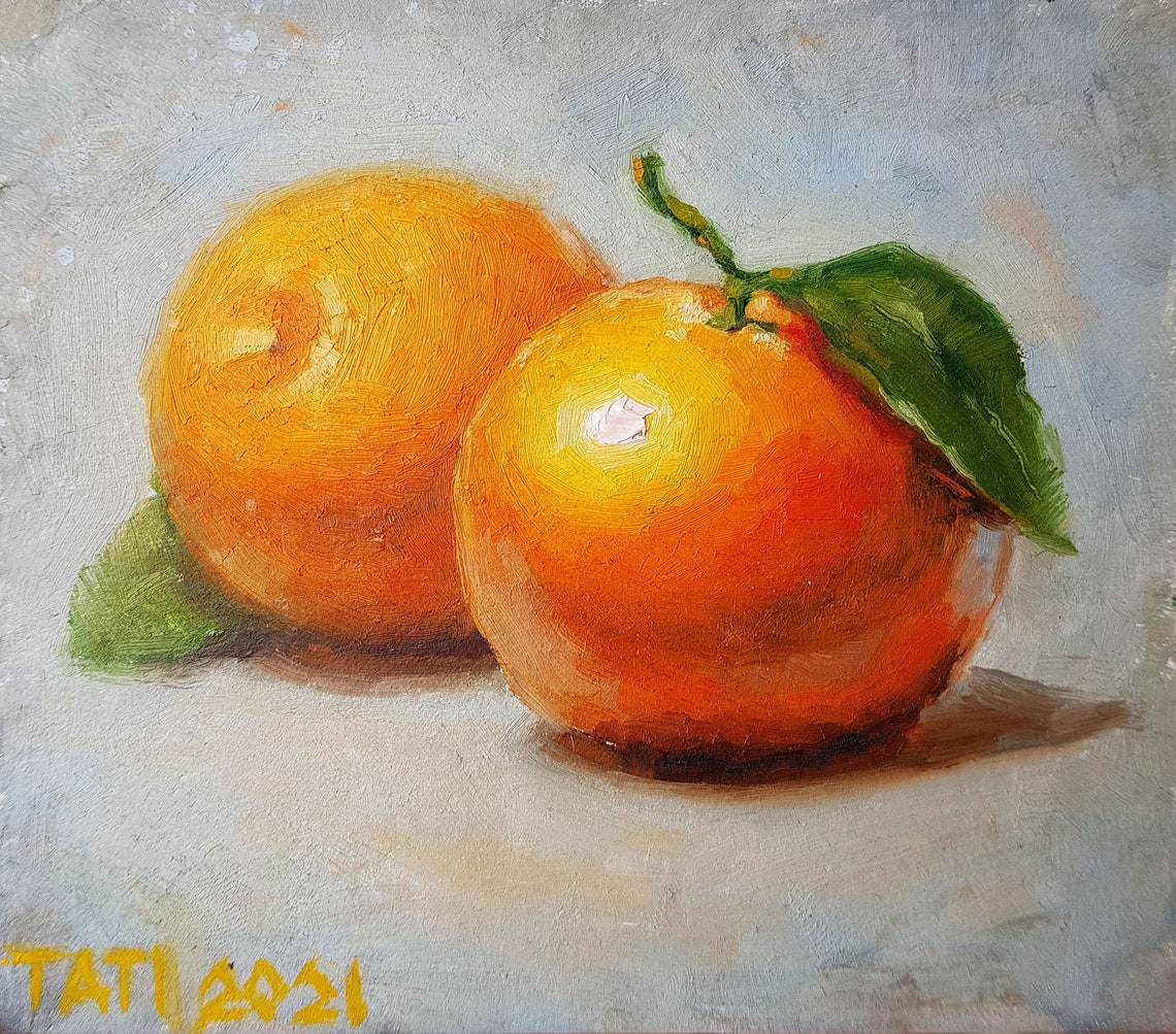Tangerine Painting Fruit Original Art Still Life Painting Etsy
